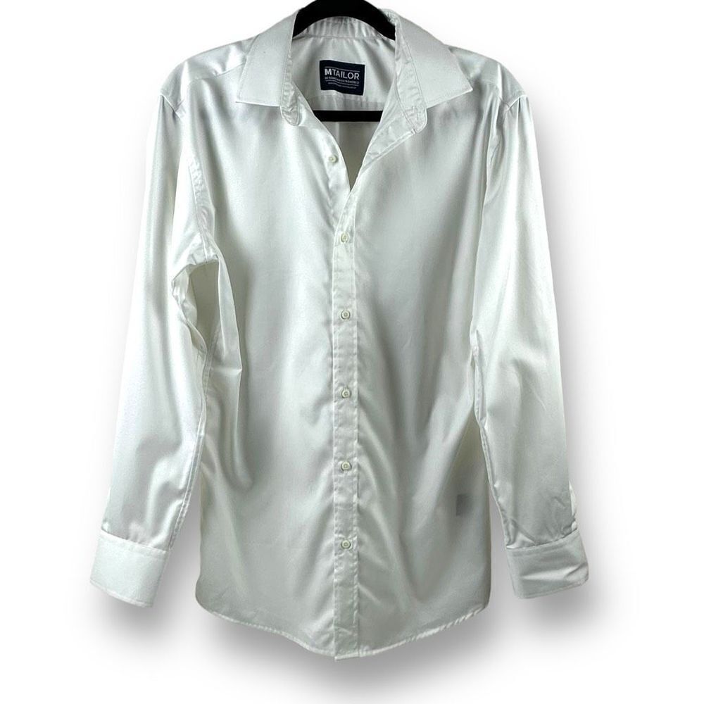 MTailor Men’s Size L Long Sleeve Dress Shirt Classic White 100%‎ Cotton